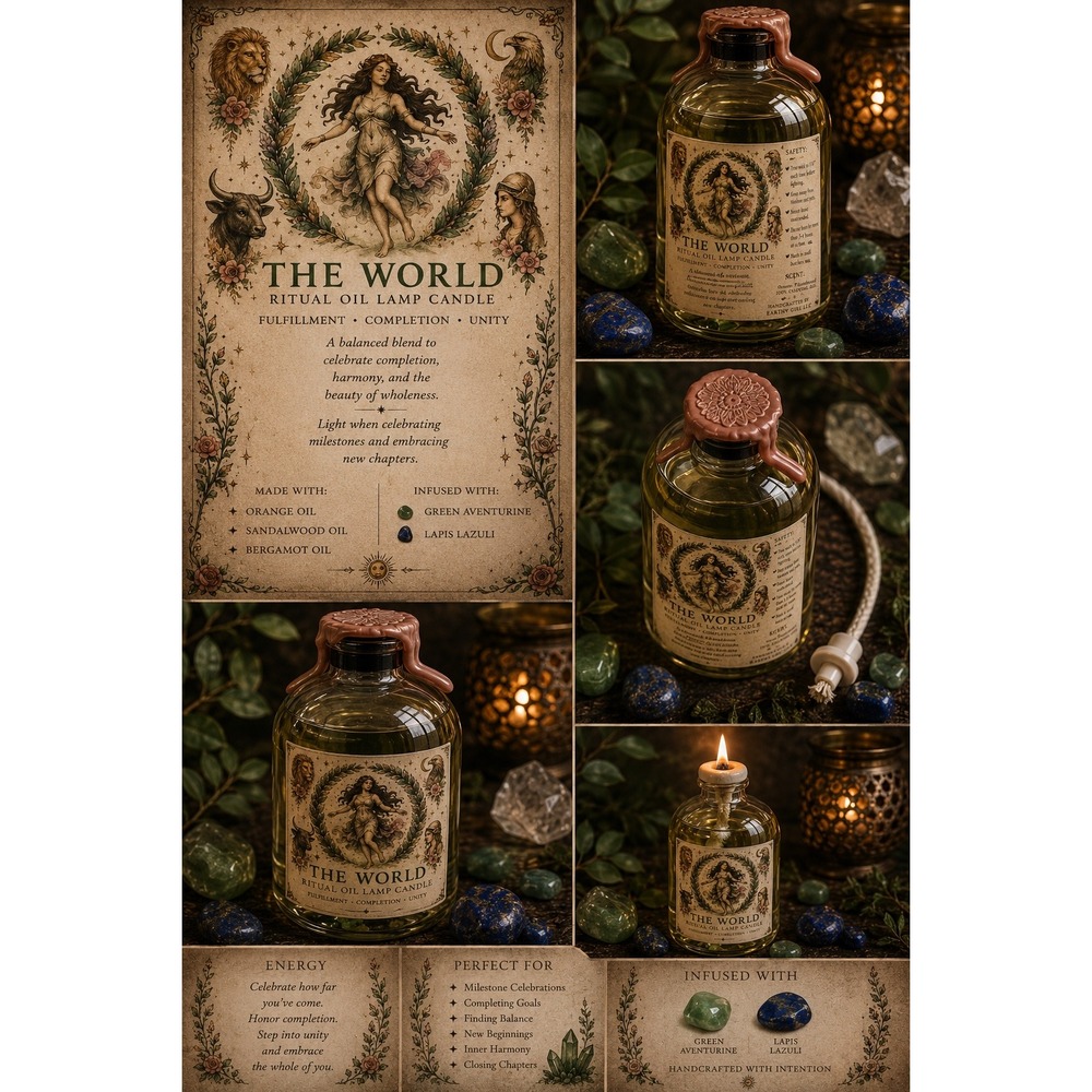 The World Tarot Ritual Oil Candle